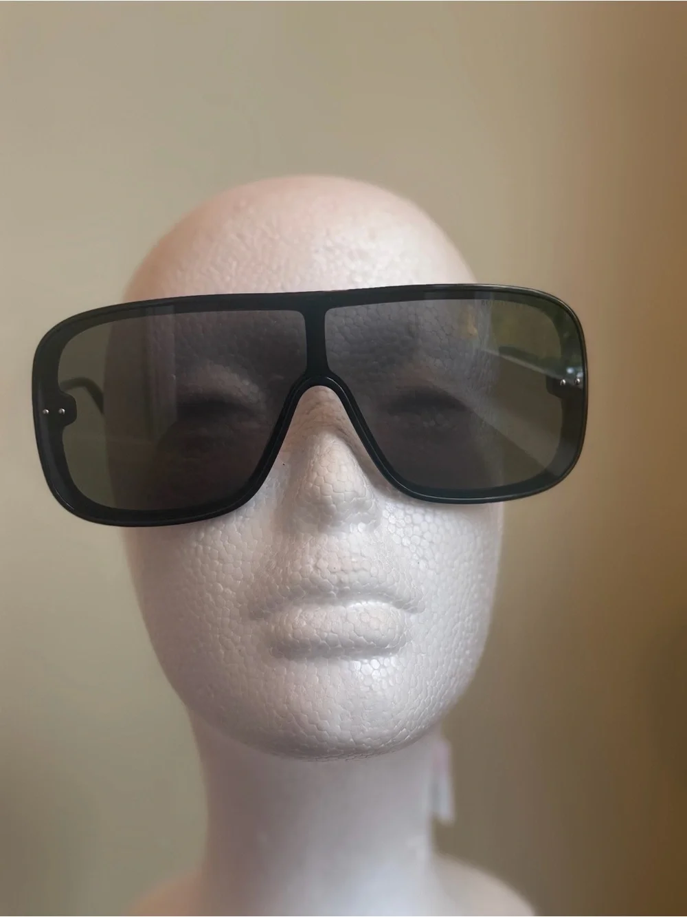 Bottega Veneta Men's Black Shield Sunglasses with Dark Gray Lenses